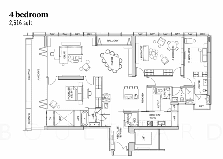 south beach residences 4 bedroom floorplan