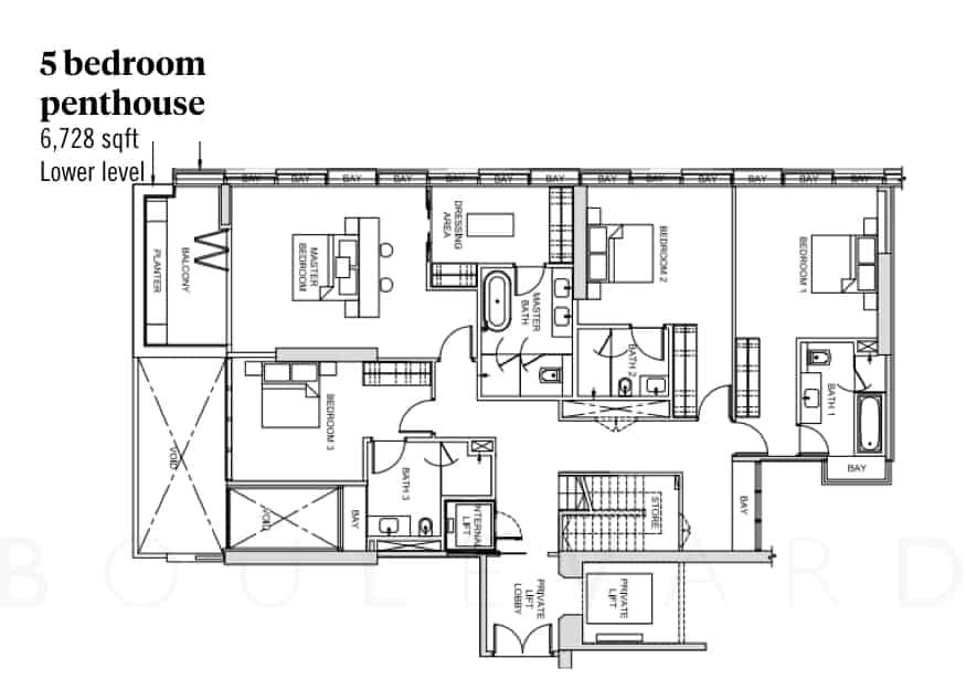 south beach residences 5 bedroom penthouses lower level floorplan