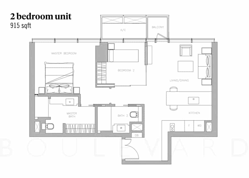 Wallich Residence floorplan 2br unit