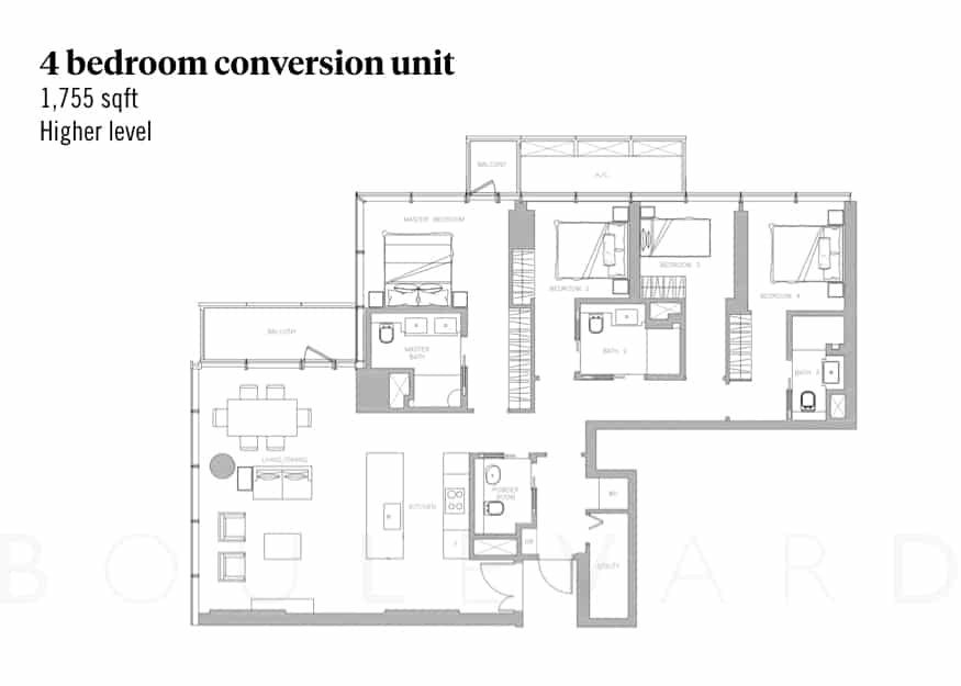Wallich Residence condo 4 bedroom conversion floorplan