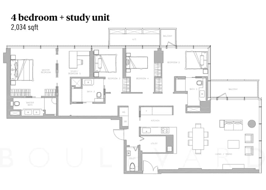 Wallich Residence floorplan 4br plus study unit