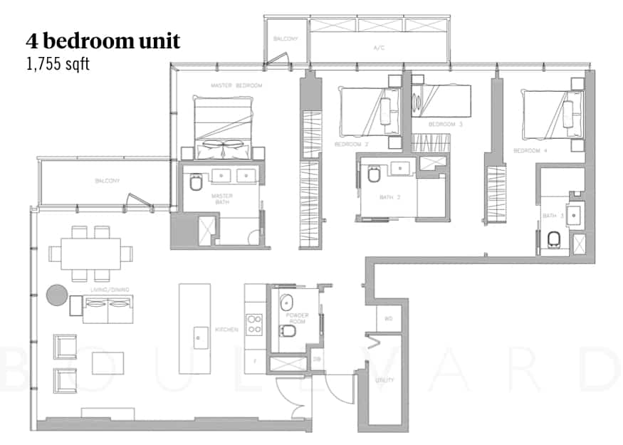 Wallich Residence floorplan 4br unit