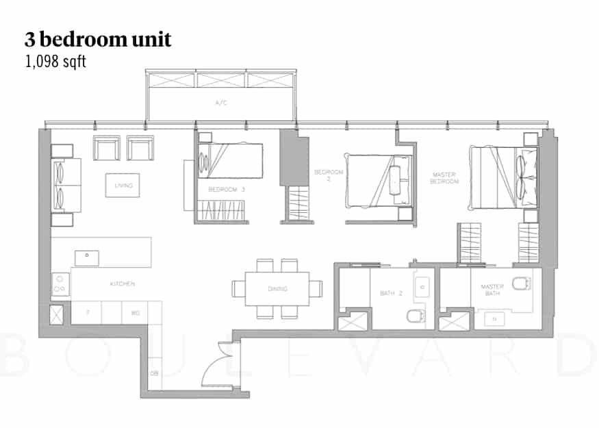 Wallich Residence floorplan 3br unit