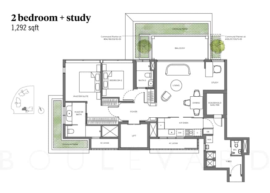 15 Holland Hill floorplan 2 bedroom unit