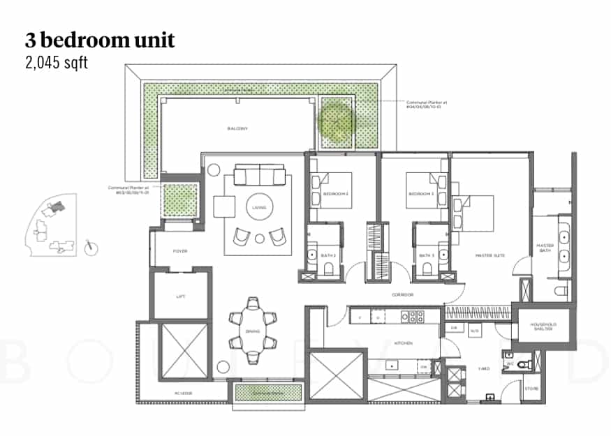 15 Holland Hill floorplan 3 bedroom unit