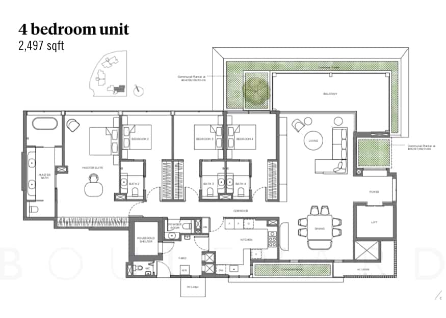 15 Holland Hill floorplan 4 bedroom unit