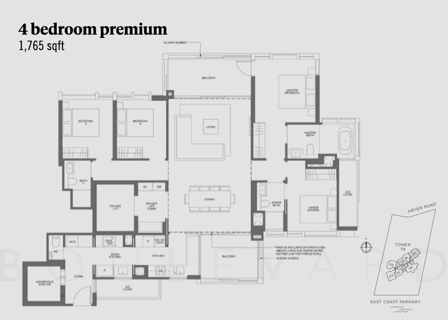 Meyer Mansion floorplan 4 bedroom unit
