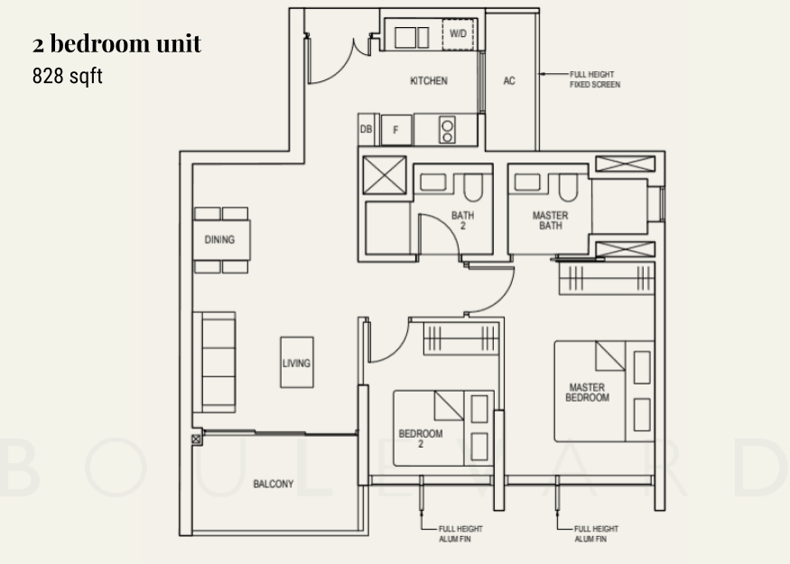 The Avenir 2 bedroom floor plan