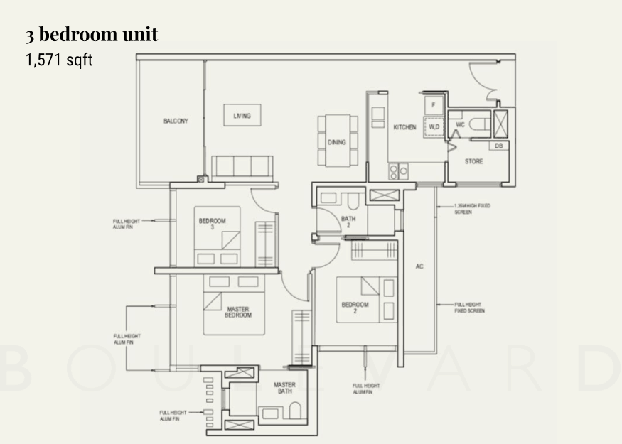 The Avenir 3 bedroom floor plan