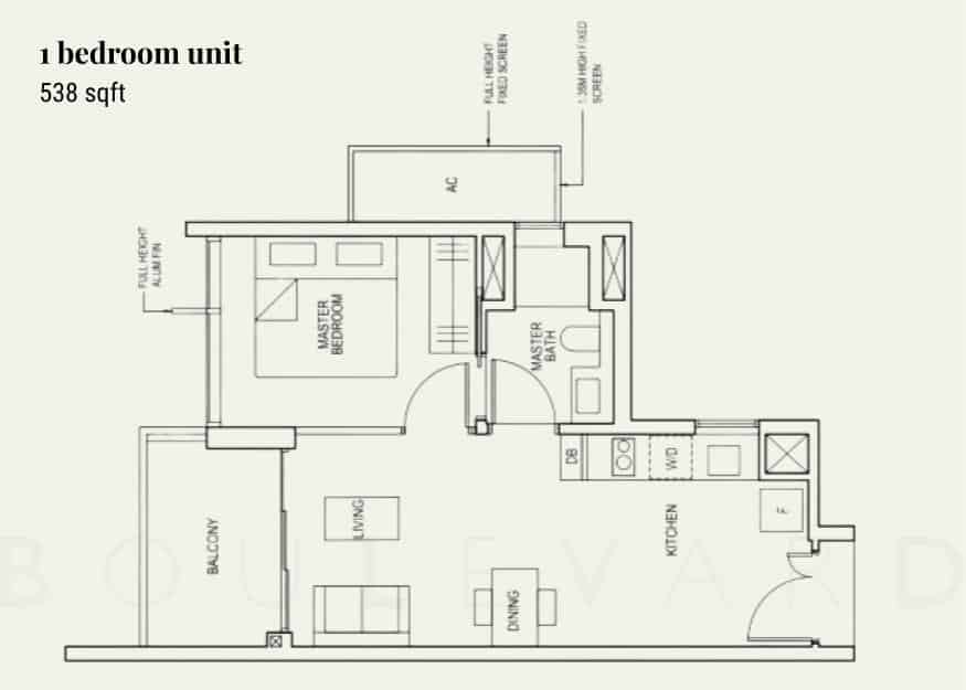 The avenir 1 bedroom floor plan