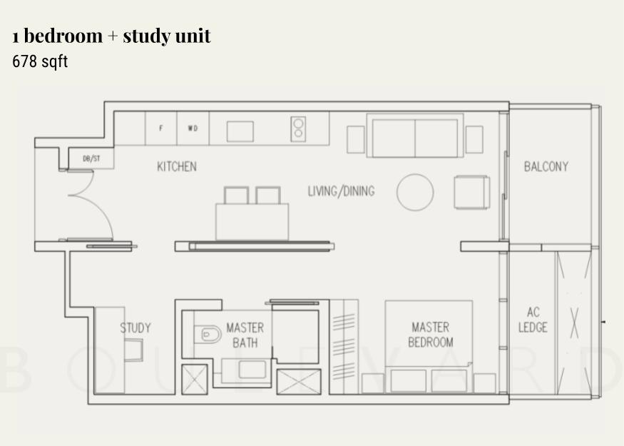 19 Nassim condo 1 bedroom with study unit floorplan