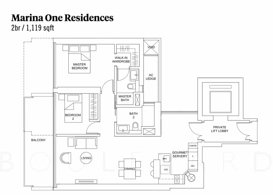 Marina One Residences floorplan 2br
