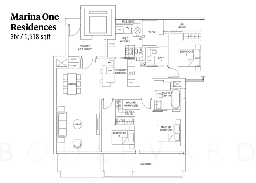 Marina One Residences floorplan 3br