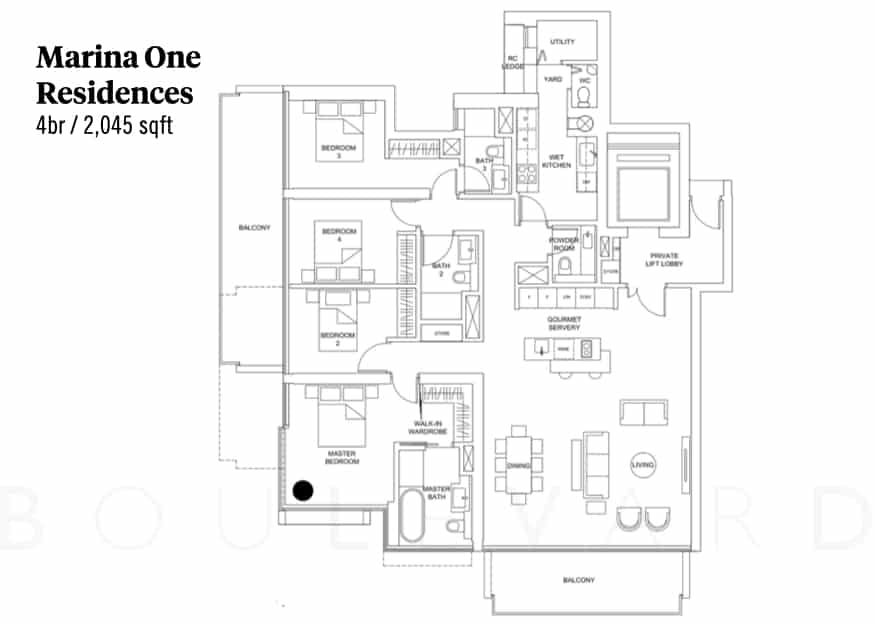 Marina One Residences floorplan 4br