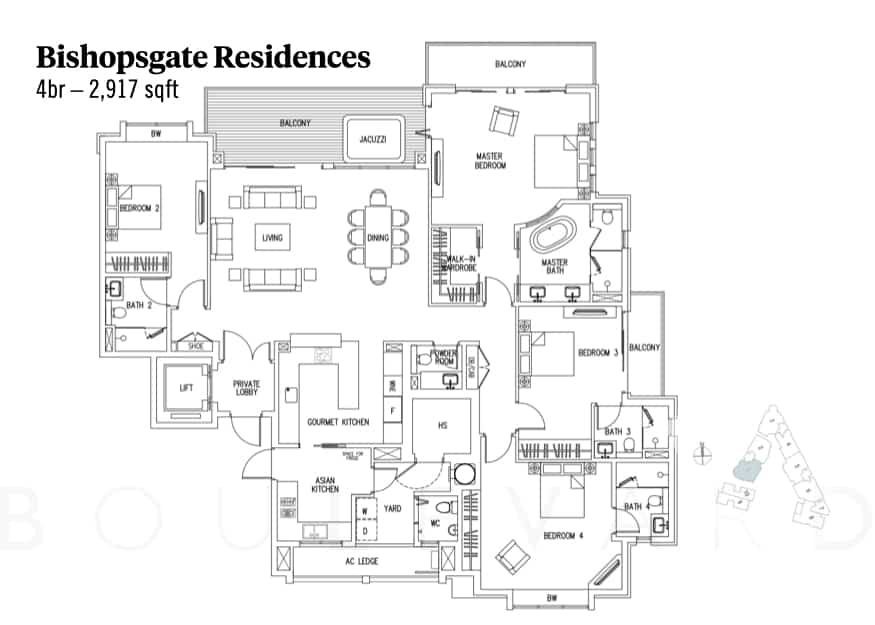 Bishopsgate Residences floorplan 4br unit
