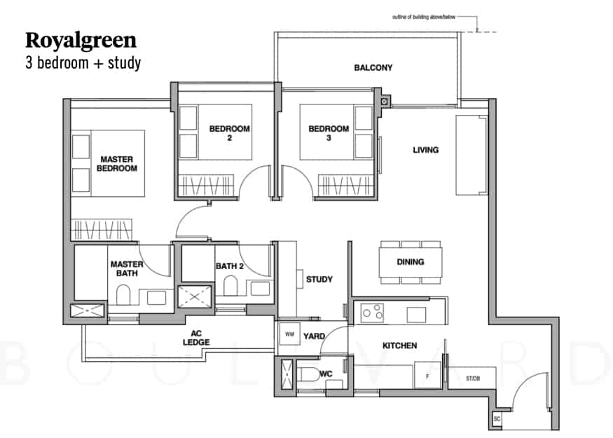 Royalgreen floorplan 3br plus study unit