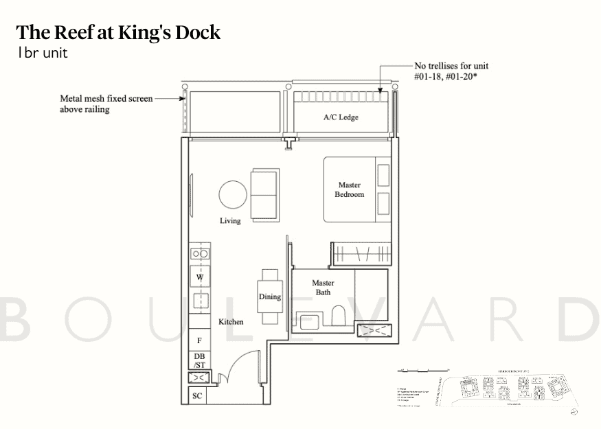 Reef at King's Dock floorplans 1br
