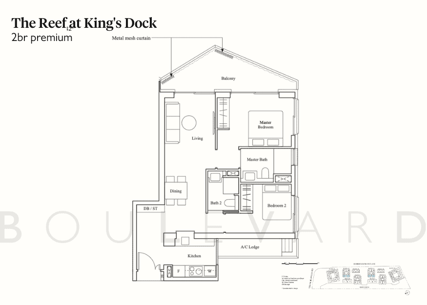 Reef at King's Dock floorplans 2br premium