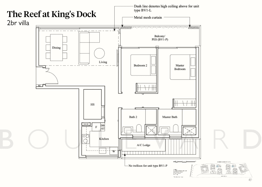 Reef at King's Dock floorplans 2br villa