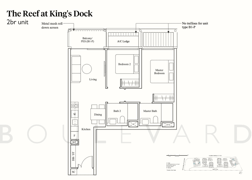 Reef at King's Dock floorplans 2br