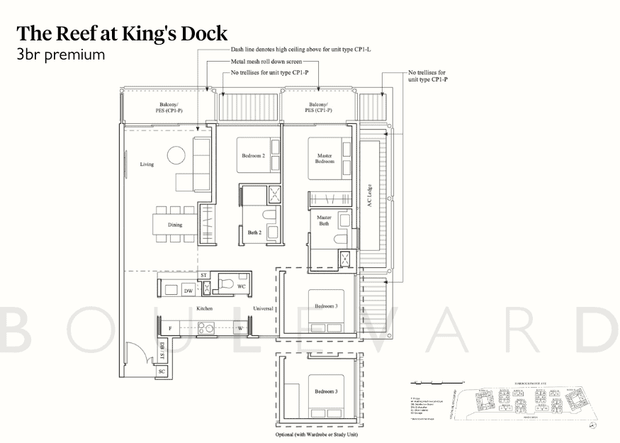 Reef at King's Dock floorplans 3br premium