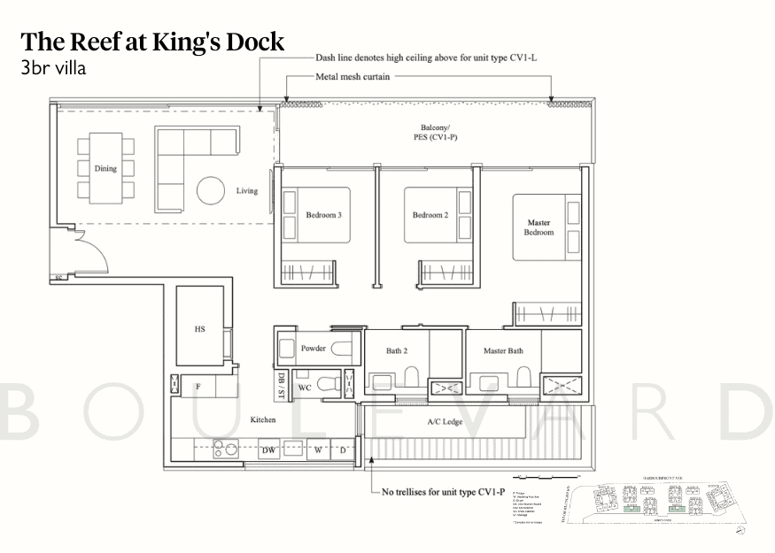 Reef at King's Dock floorplans 3br villa