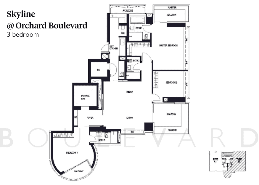 Skyline Orchard Boulevard 3br apartment for sale Boulevard property