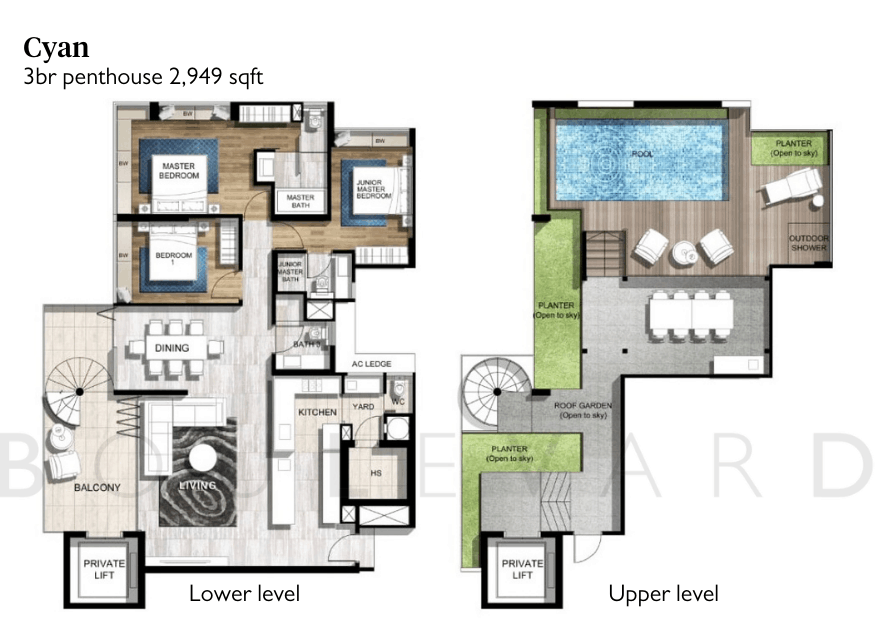 Cyan penthouse floorplan