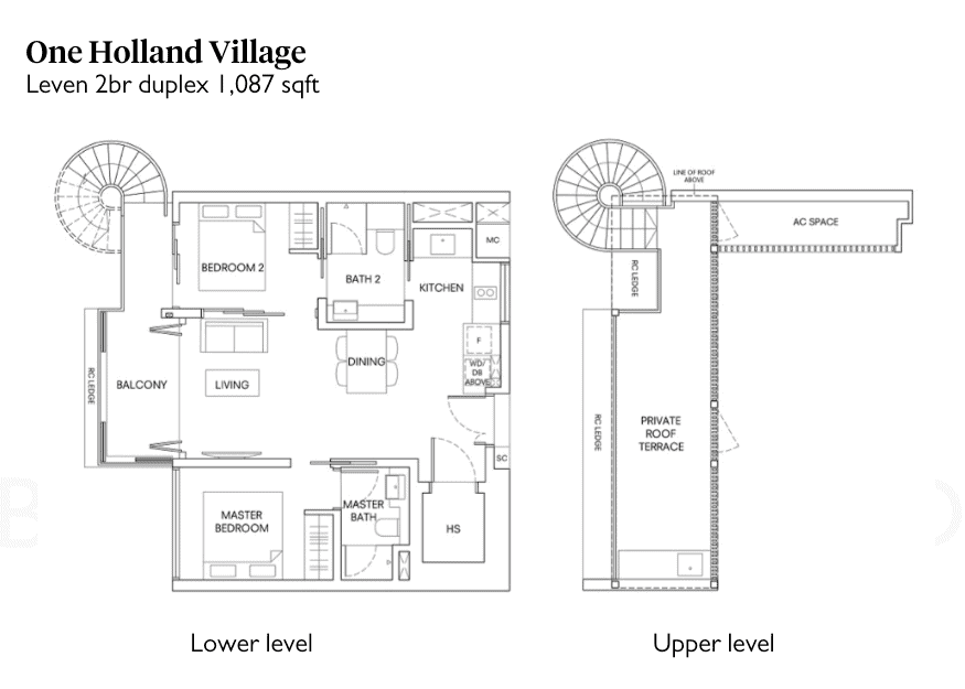 One Holland Village floorplan Leven 2br duplex