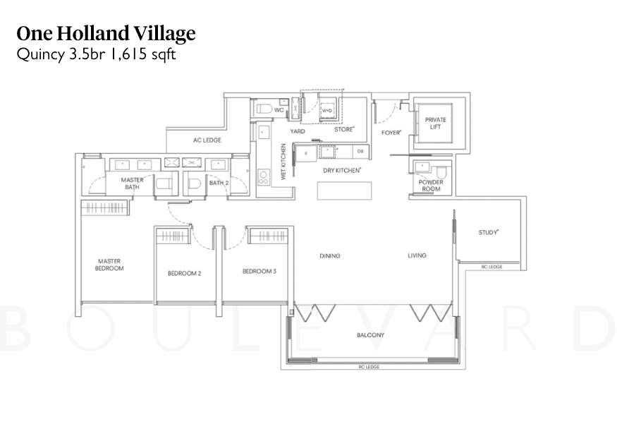 One Holland Village floorplan Quincy 3.5br