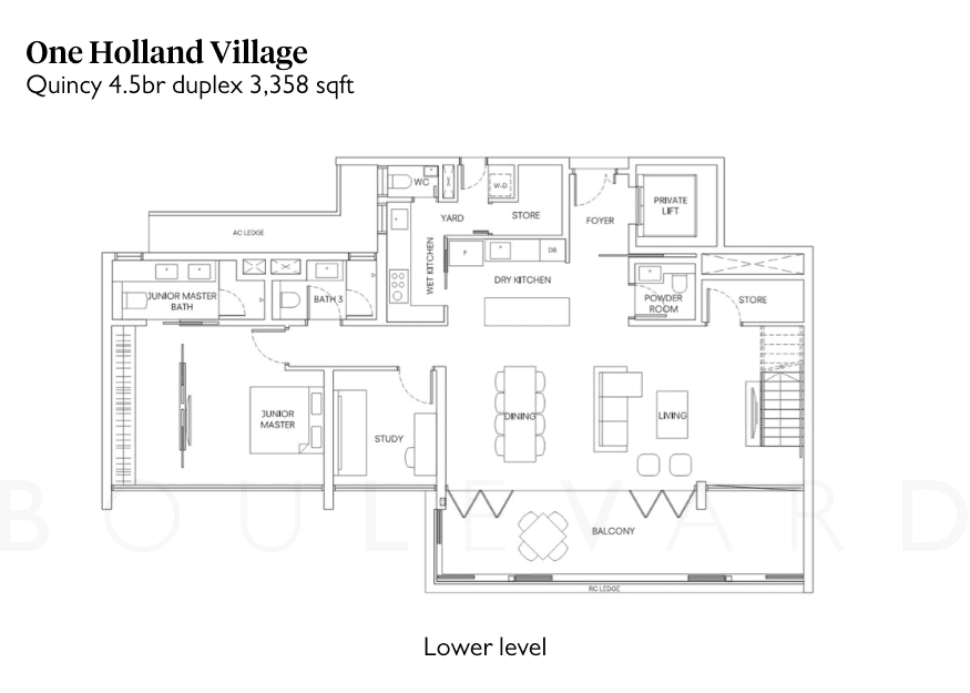 One Holland Village floorplan Quincy 4.5br lower