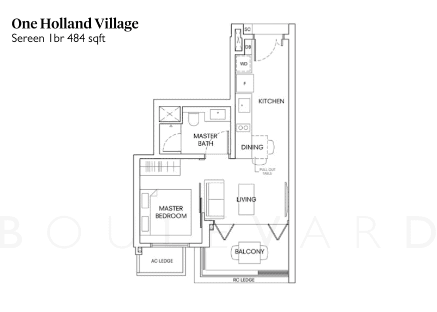 One Holland Village floorplan Sereen 1br