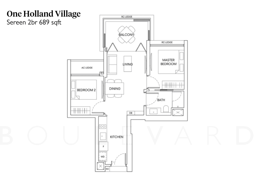 One Holland Village floorplan Sereen 2br