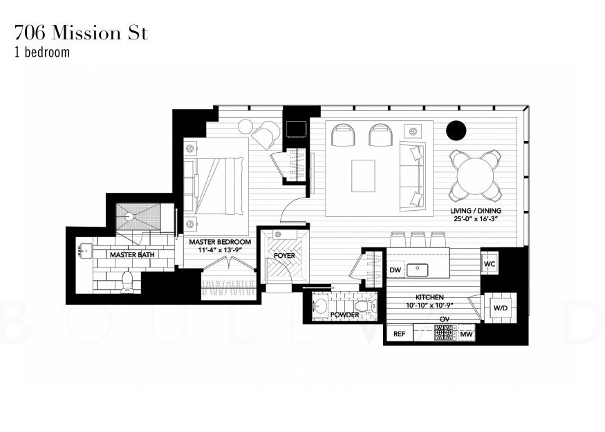 Four Seasons Residences San Francisco floorplan Tower 1br 1,075 sqft