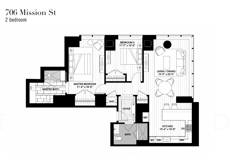 Four Seasons Residences San Francisco floorplan Tower 2br 1,293 sqft