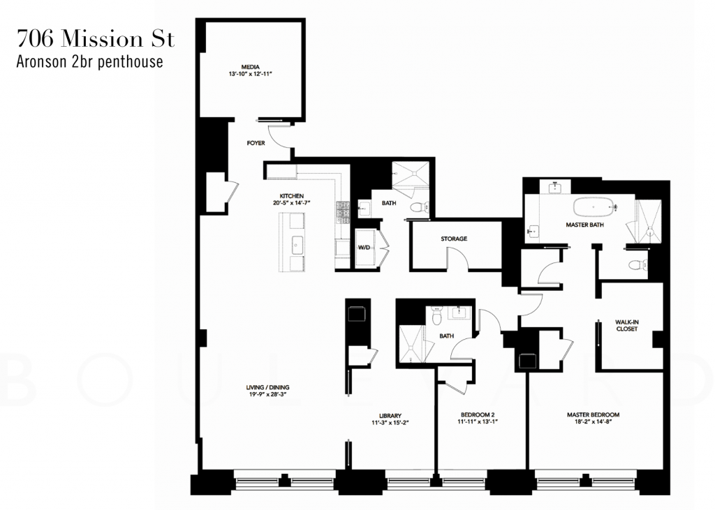 Four Seasons Residences San Francisco floorplan Aronson 2br penthouse