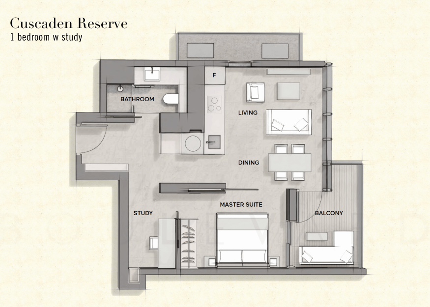 Cuscaden Reserve floorplan 1br with study
