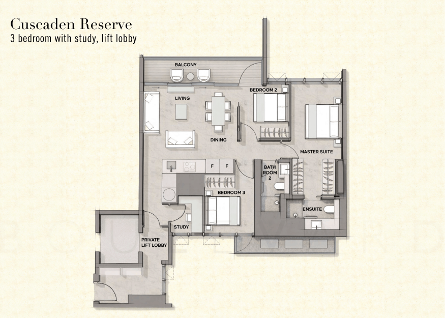 Cuscaden Reserve floorplan 3br with study