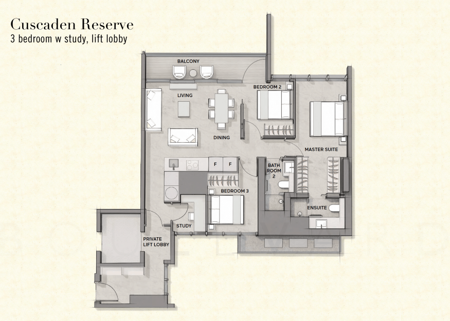 Cuscaden Reserve floorplan 3br with study