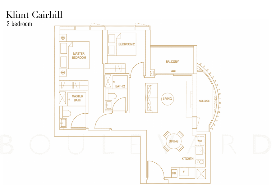 Klimt Cairnhill floorplan 2 bedroom
