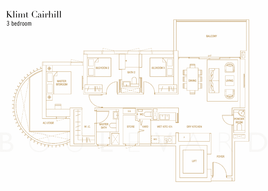Klimt Cairnhill floorplan 3 bedroom