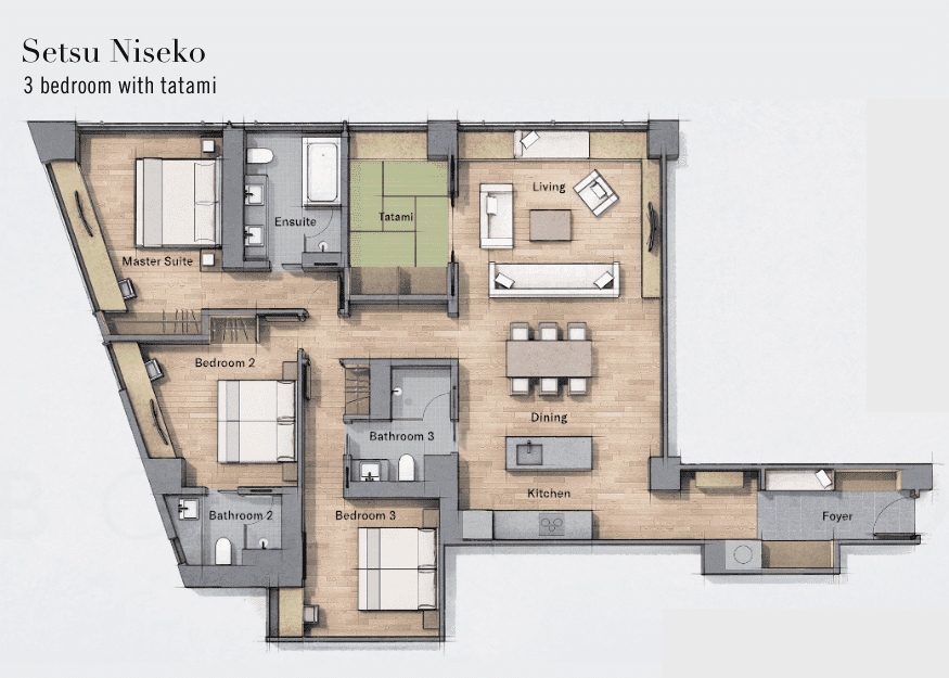 Setsu Niseko 3br with tatami floorplan