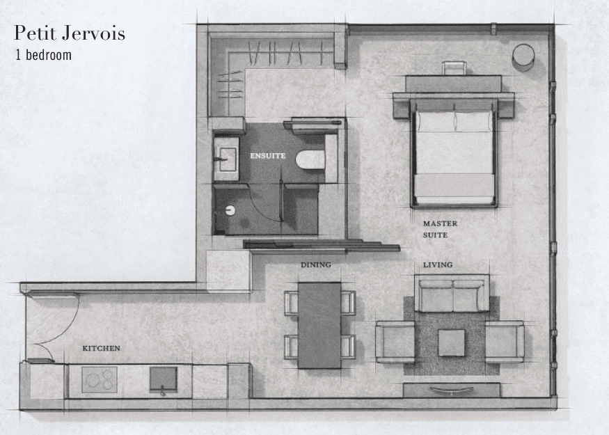 Petit Jervois floorplan 1 bedroom