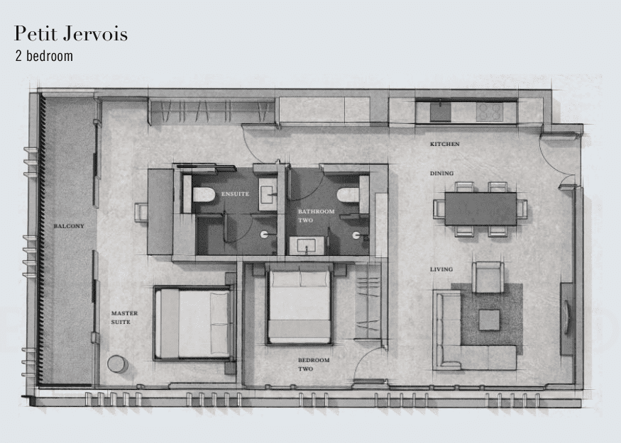 Petit Jervois floorplan 2 bedroom