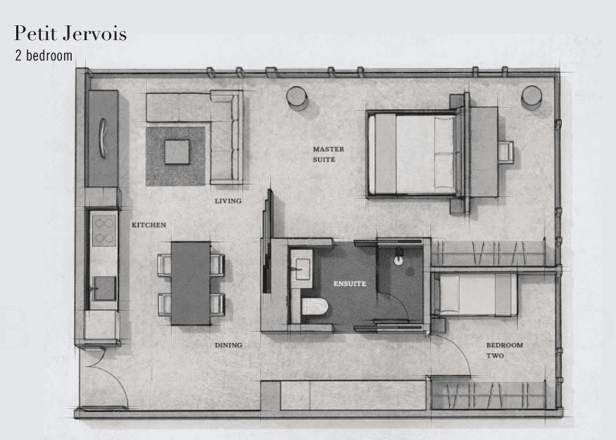 Petit Jervois floorplan 2 bedroom
