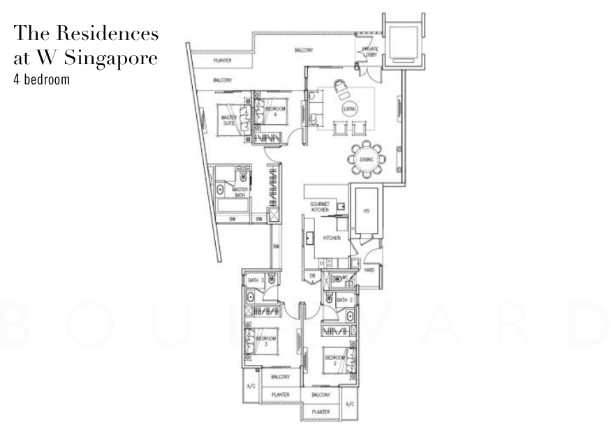 The Residences at W Singapore floorplan 4br