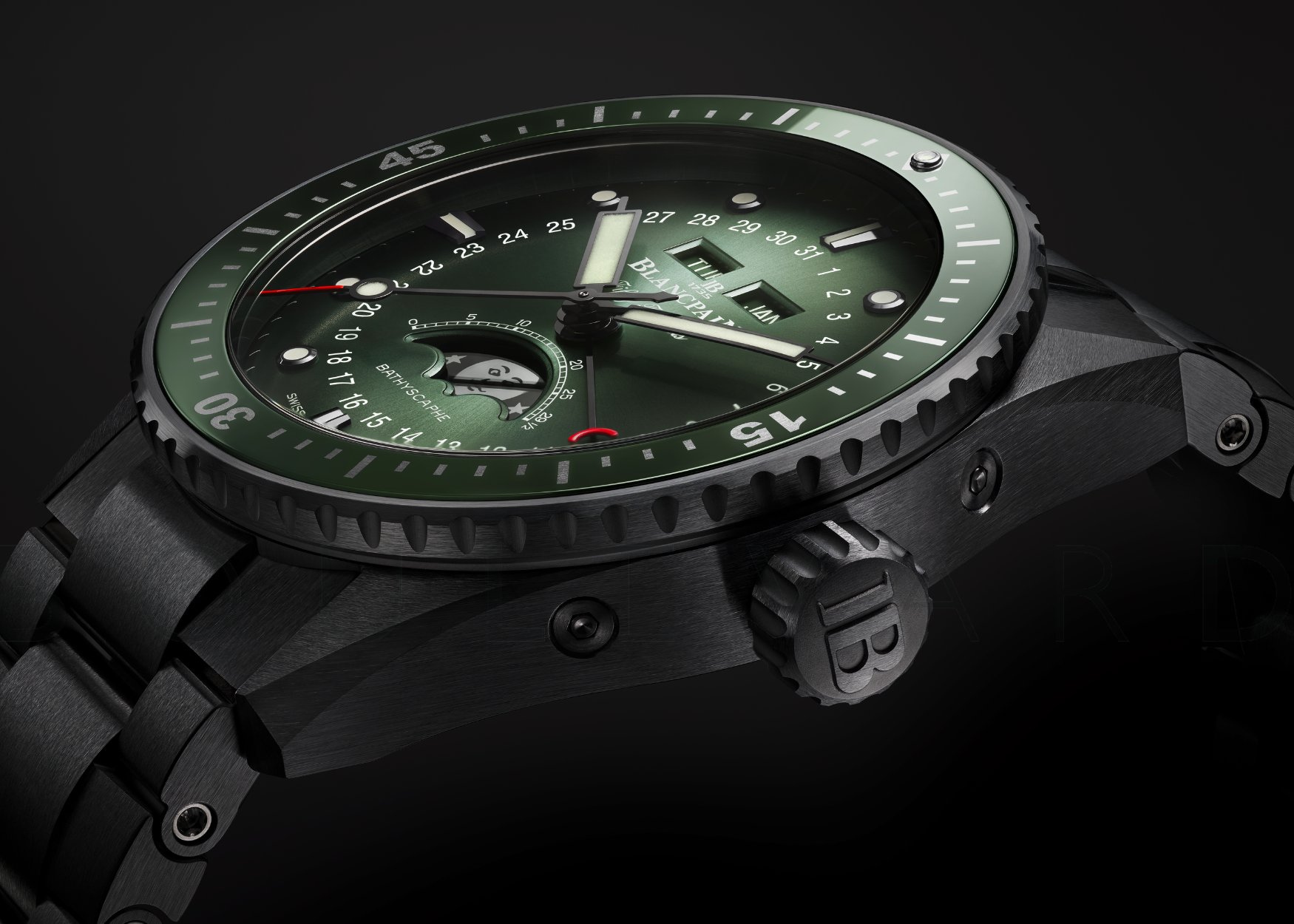 Blancpain Bathyscaphe Quantième Complet Phases de Lune Eternal Movement Beyond Black